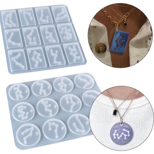 Keychain Mold Constellation Pendant Silicone Mold Astrology Diy Epoxy Casting Mold Jewelry Necklace Pendant Making Mold