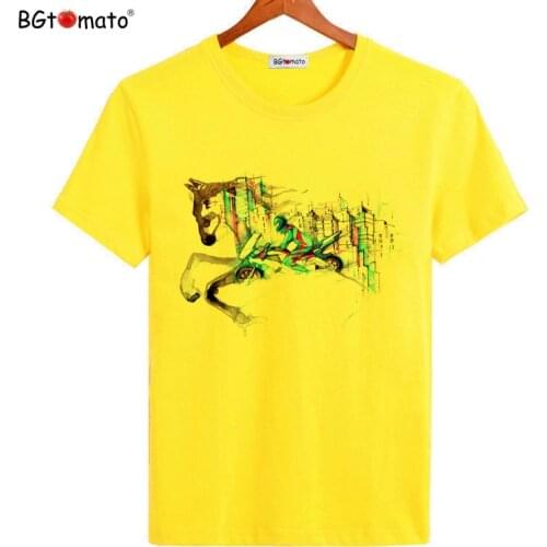 Bgtomato t-shirt printing in the material Never fade colorful shirt short sleeve o neck summer top casual cloth horse shirt