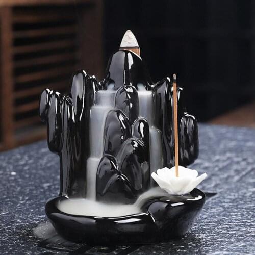 Mountains River Waterfall Incense Burner Fountain Backflow Aroma Smoke Censer Holder Office Home Unique Crafts bakhoor burner