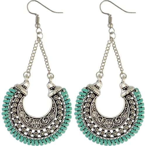 Gypsy Afghan Jewelry Retro Ethnic Indian Jhumka Small Bells Beads Drop Tassel Earrings for Women Bohemian Pendiente Gift