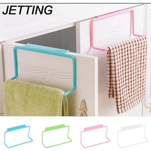 JETTING 1PCS Over Door Tea Towel Holder Rack Rail Cupboard Hanger Bar Hook Bathroom Kitchen Top Home Organization