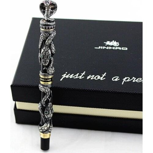 Jinhao Snake Vintage Rollerball Pen Golden Cobra 3D Pattern Texture Relief Sculpture Technology Noble Collection Gift Pen