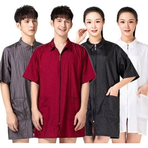 Professional Salon Smock Stylist Short Sleeve Jacket Hairdressing Hairdresser Workwear Beauty SPA Kimono Pet Grooming Coveralls