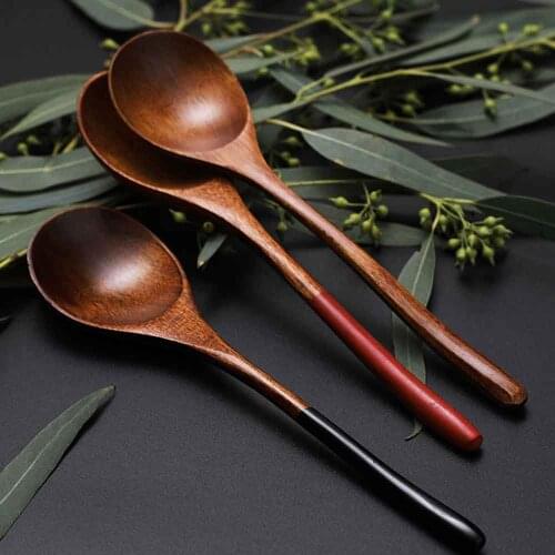 Visual Touch 16cm High Quality Natural Wood Spoon (1piece) Lovers Gift Creative Wooden Spoons Flatware Tableware Rice Soup Spoon