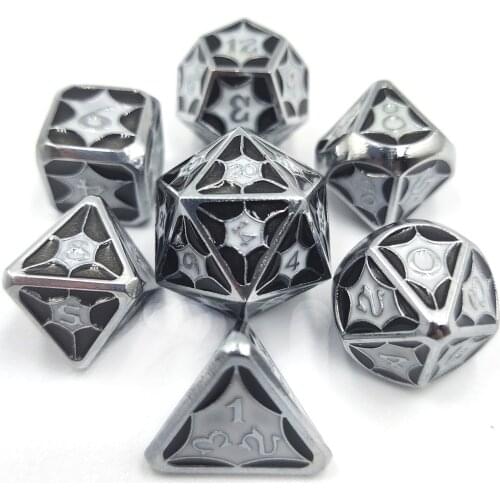 Metal dnd dice set dados rpg dobbelstenen d&d dice d20 d6 d10 dadi rpg polyhedral dice set dados rol kości do gry