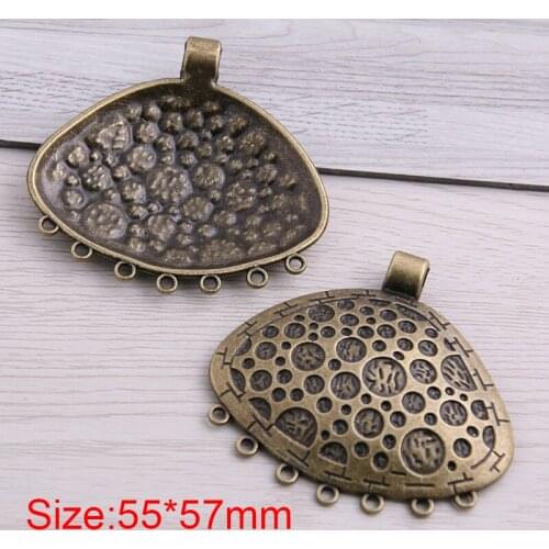 SWEET BELL 4pcs 55*57mm Two Color Zinc Alloy Vintage Big Shell Connectors Pendants Jewelry Making DIY Handmade Craft