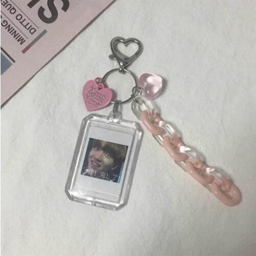 Cute Sweet Korean ID photo Protect Case Keychain Super Star Phone Protector Bag Car Keys Keyring Chain Pendant Decor Couple Gift