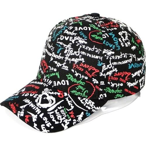 Summer Cap Men 2019 Graffiti Baseball Caps Women Hat Small Letter Scrawl Print Snapback Gorras Hip Hop Hats Casquettes White