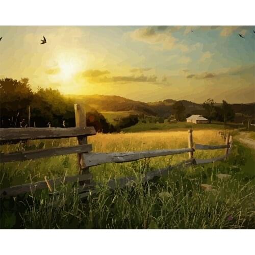 Fields and grass Scenery DIY Painting By Numbers Big Sizes Propylene Oil Painting Special Gift Art Home Decoration 60x75cm