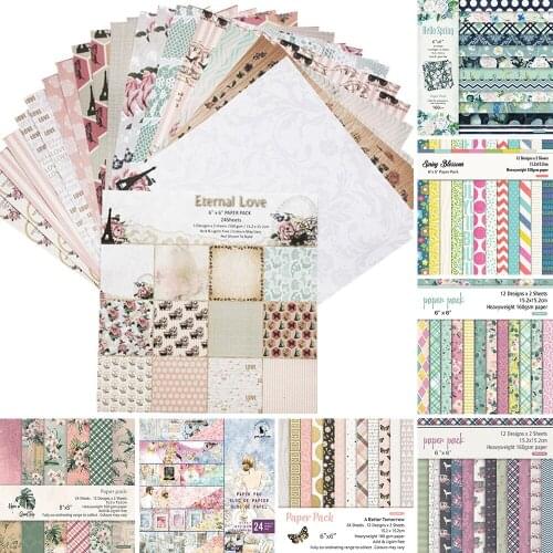 2021 New 6 Inch 24 Sheets Of Flower Pattern Background Paper Card Making Crafts Diy Scrapbook Paper Holiday Decorations A05286