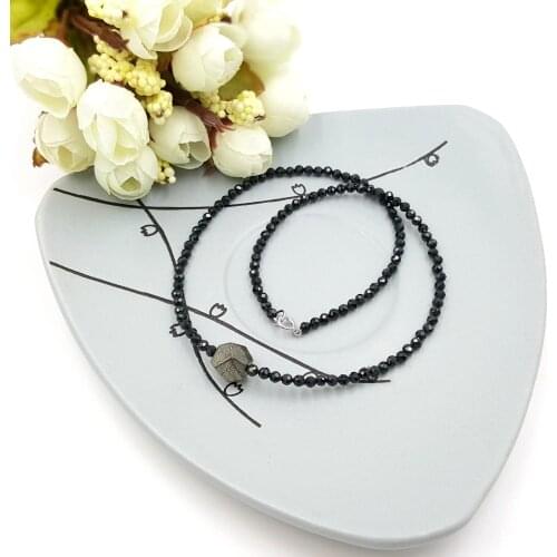 LiiJi 925 Sterling Silver Choker Necklace Healing Stone Black Spinel Pyrite Gemstone Necklace for Men/Women Jewely