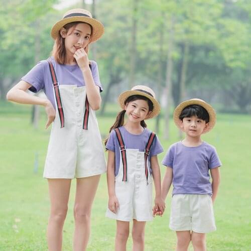 Mother and Kids Casual Button Dress Solid Matching Mom Baby Family Clothes Outfits Beach Shirt Cute Baby Romper Mom Summer Dress