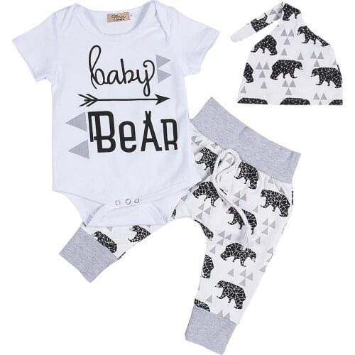 Pudcoco Baby Boy Summer Clothes Children Clothing Bodysuit Pants Hat 3-pcs Baby Summer Outfit