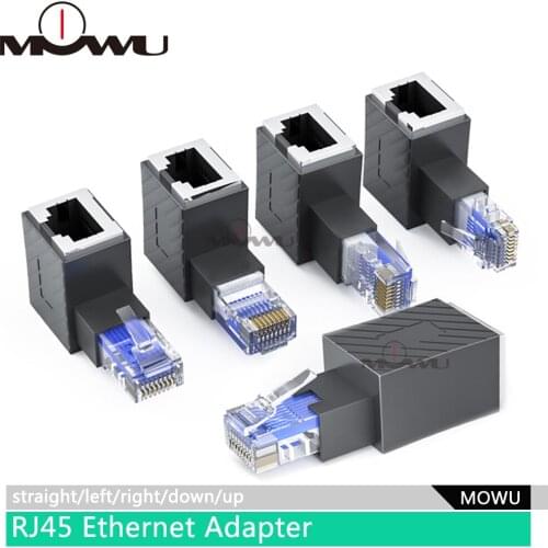 Network Extension Adapter RJ45 Ethernet Adapter Up Down Left Right Angled 90 Degree 8P8C FTP STP UTP Male to Female Lan Ethernet