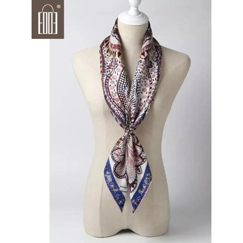 2018 new arrival garden pattern delicate 100% pure silk scarf 90*90 cm square shawl wrap for women lady indian free shipping