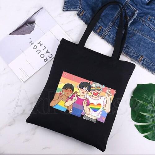 Yuri on Ice Shopping Bag Print Original Design White Unisex Fashion Travel Canvas Bags Black