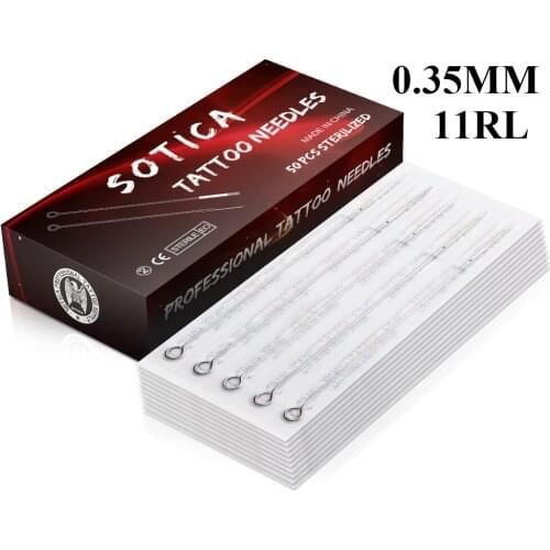 PEPAX 50PCS 1211RL Tattoo Needles 0.35mm Disposable Sterile Standard Round Liner Assorted Sterilized Tattoo Needles Supplies