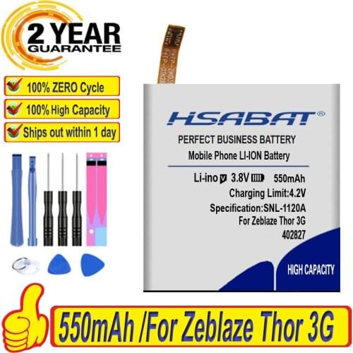 Top Brand 100% New 550mAh Battery for Zeblaze Thor 3G Smartwatch Phone smart watch clock hour Batteries + free tools