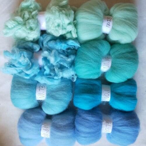 WFPFBEC alpaca Curly Fiber for Wool Felt especially for Poodle/Bichon and Sheep blue color 80g 10g/color 8colors