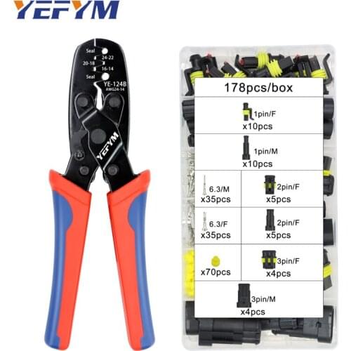 YE-124B Waterproof terminal crimping pliers 24-14AWG Automobile connector crimping tool multi-function Electrical tools YEFYM