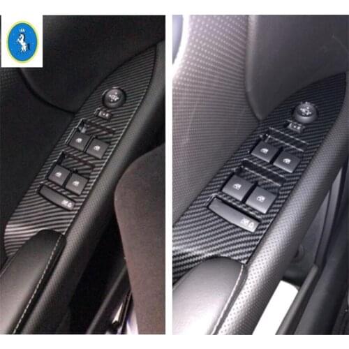 Yimaautotrims Auto Accessory Armrest Window Glass Lift Button Panel Cover Trim Fit For Cadillac XTS 2015 - 2019 Carbon Fiber ABS