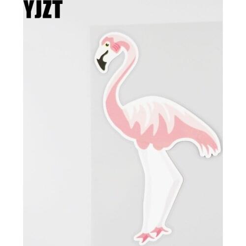 YJZT 9CM×16CM Beautiful Flamingo Car Sticker Cartoon Pattern PVC Decal Window 11B-0426
