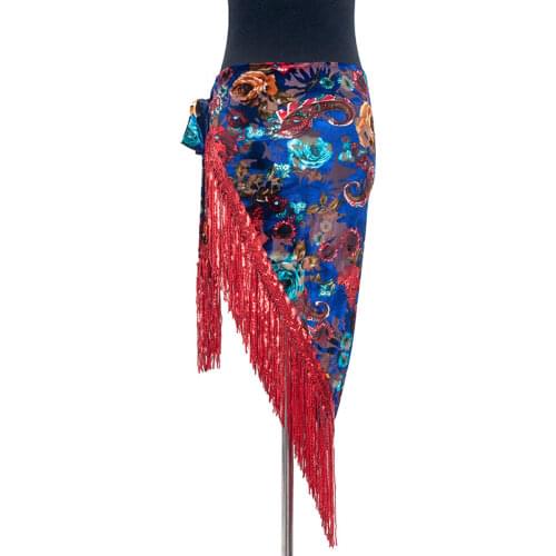 Velvet belly dance hip scarf print gypsy tribal dance costume belly dance costume tassel belly dancing belt triangle hip towel