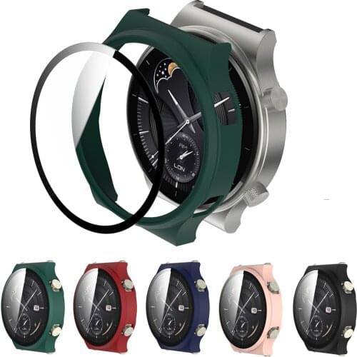 For Huawei Watch GT2 Pro Hard PC Protective Case Cover with Tempered Glass Screen Protector Film