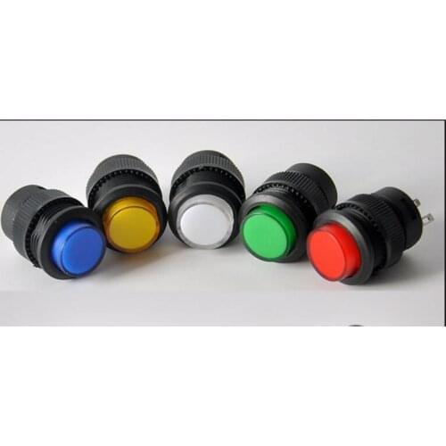 15pcs push button switch 250VAC 3A R16-503AD 4P self-locking switch button with LED Round 16MM