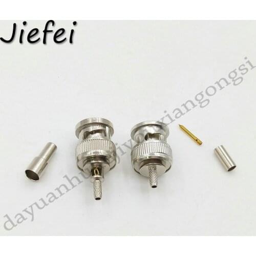 2Pcs New High Quanlity Brass Connector BNC Male plug Window Crimp For RG316 RG174 LMR100 Cable 50ohm RF Adapter Coaxial