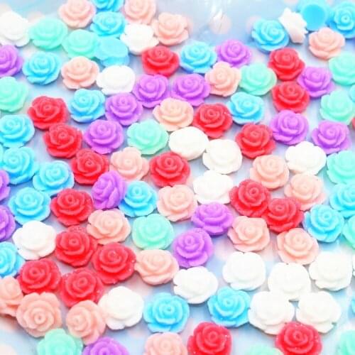 200pcs/lot kawaii flat back resin flower mix colors resin cabochons accessories 10mm