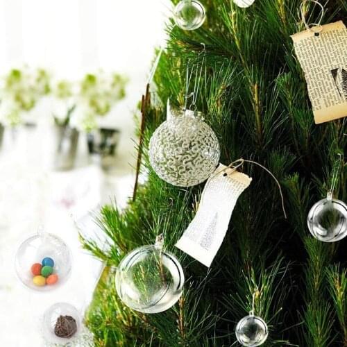2020 10PCS 4/5/6/8CM Transparent Ball Open Plastic Clear Bauble Ornament Christmas Party Hanging Pendant Gift Package Supplies