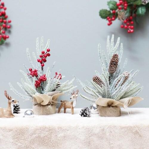 33CM PE Mini Christmas Tree Potted Hotel Mall Christmas Ornament Christmas Tree With Nut Fruit White Christmas Tree