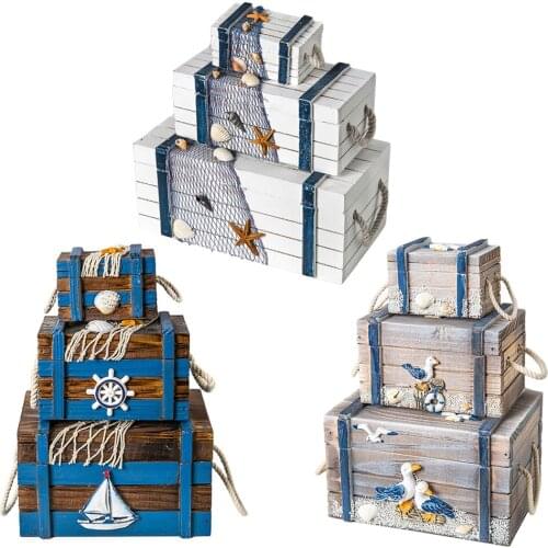 3x Stackable Wooden Storage Box Decorative Cosmetics Toys Books Organizer
