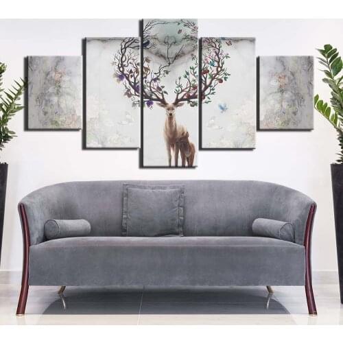 ArtSailing 5 panel canvas art print HD deer mother seasons tree print paintings for living room Poster 2019 dropshipping F2635
