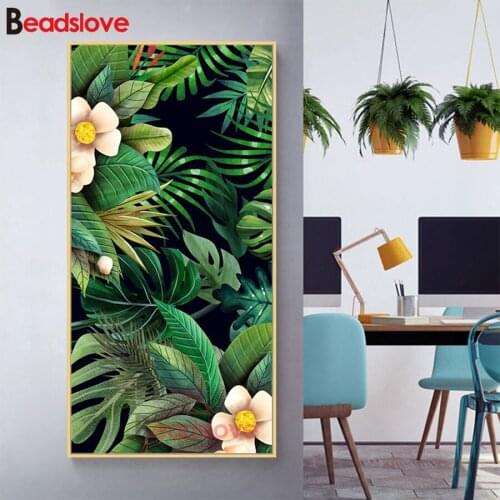 5d diy Diamond Painting Tropical plant leaves flower Full drill round square Rhinestone Picture Diamond Embroidery mosaic decor