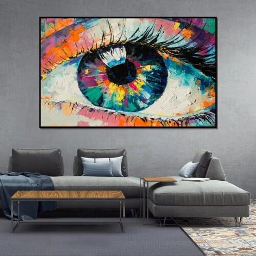 Abstract Hand Drawing Graffiti Eye Canvas Painting Wall Art Living Room Decor Poster and Prints Mural Canvas Art