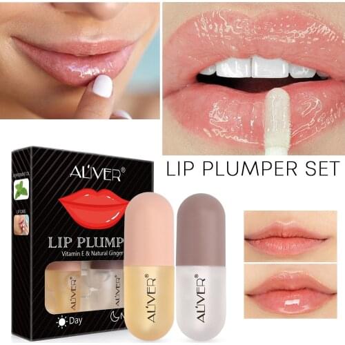 ALIVER Ginger Mint Lip Plumping Liquid Plump and Increase Moisturizing and Moisturizing Lip Set Box Lip Plumping Lip Enhancer