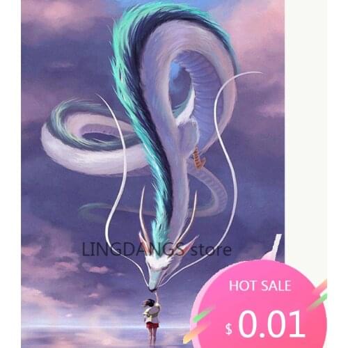 Diamond Embroidery 5D Diamond Painting Hayao Miyazaki Cross Stitch Kits Spirited Away Dragon Rhinestone Mosaic Kids Room Decor