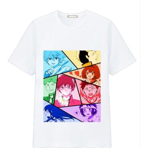 Anime Saiki Kusuo no sai-nan Cosplay short-sleeved round neck men women summer Full-color T-shirt