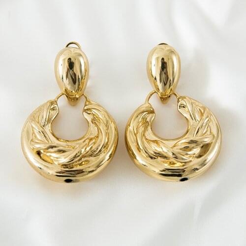 Big Round Earrings For Woman Fashion Jewelry Gold Color Pendant 2021 New Design Light Accessories