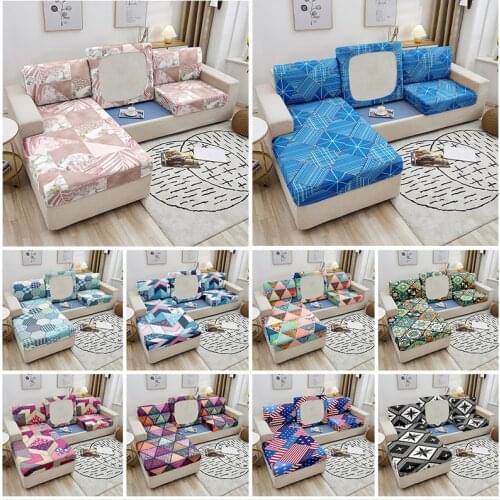 Geometric Elastic Sofa Seat Cushion Cover Fabric Seat Cushion Cover For Living Room Chaise Longue Slipcover 1-4 Seater