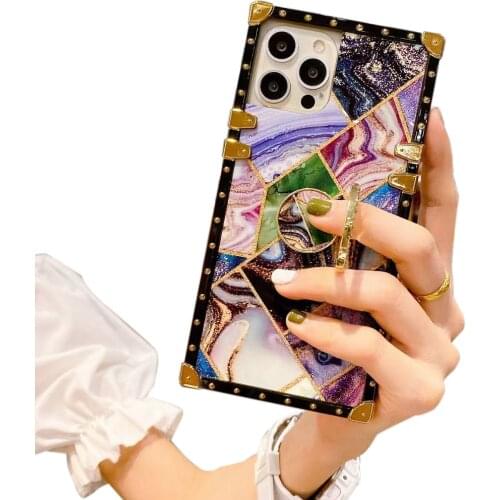 Marble Pattern Ring Stand Case For IPhone 11 12 Pro XS Max XR 7 8 Plus Anti-fall Shockproof Holder Luxury Phone Protective Cover