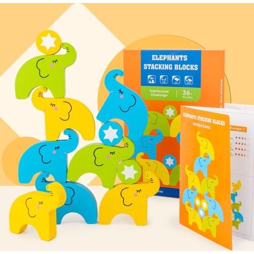 Baby Toy Wooden Block Elephant Balance Blocks Table Game Baby Brain Development baby Educational Toys Gifts For Children