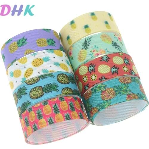 DHK 50yards fruit pineapple Printed Grosgrain Ribbon Accessory Hairbow Headwear Decoration DIY Wholesale OEM S1144