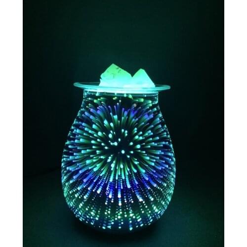 Firework Aromatherapy Glass Lamp Wax Melt Incense Burner Stained Candle Diffuser Wax Warmer Atmosphere Bedside Lamp