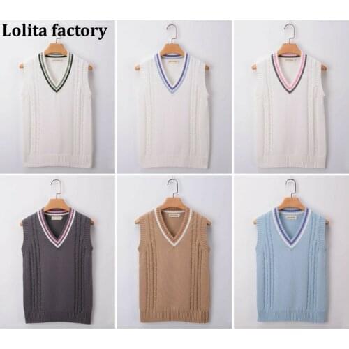 Japanese College Style JK Uniform vest V-neck fresh twist sweater knitted sweater school uniform vest autumn and winter CH-5
