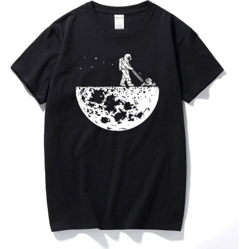 Develop The Moon T-shirts Mens Creative Design Summer Tee shirts Casual Streetwear Cotton Tops Funny T shirts Men Black