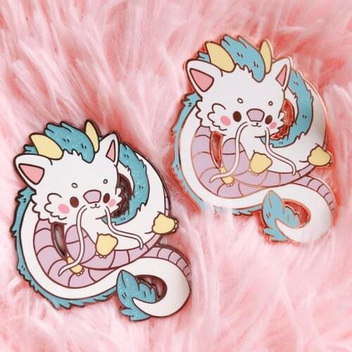 Kawaii Cartoon Anime Haku Dragon Brooch Pins Enamel Metal Badges Lapel Pin Brooches Jackets Jeans Fashion Jewelry Accessories
