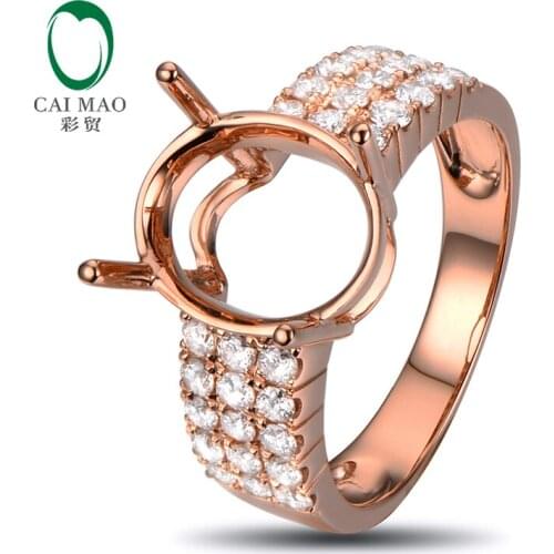 Caimao 10x12mm Oval Cut Semi Mount Setting Ring 18K Rose gold Natural 0.78ct Diamond Engagement Jewelry